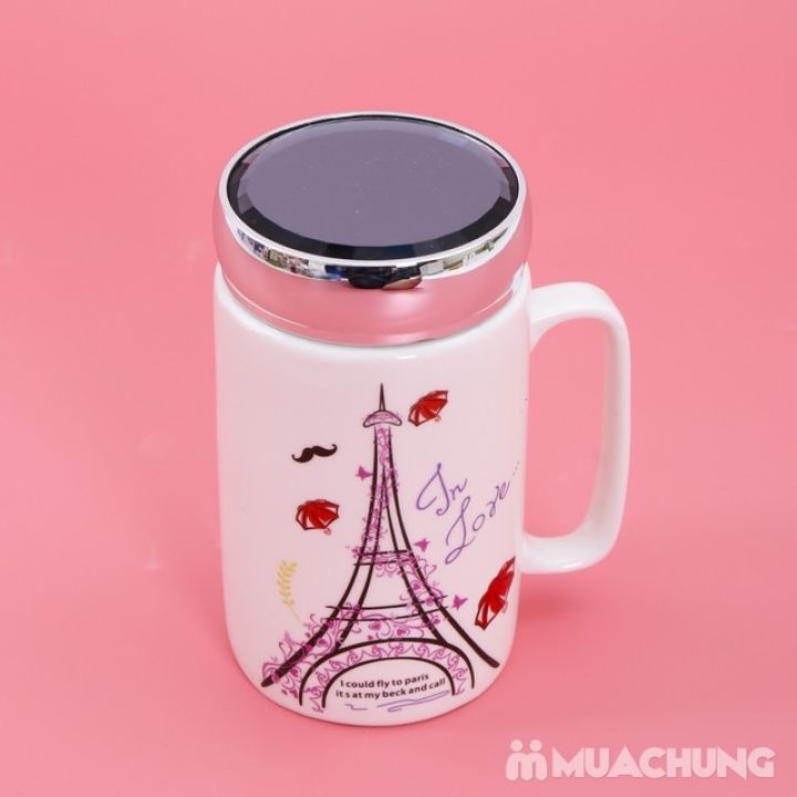 (CUTE) Cốc ly sứ giữ nhiệt cao cấp có nắp đậy soi gương - CỐC GIỮ NHIỆT CAO CẤP CUTE