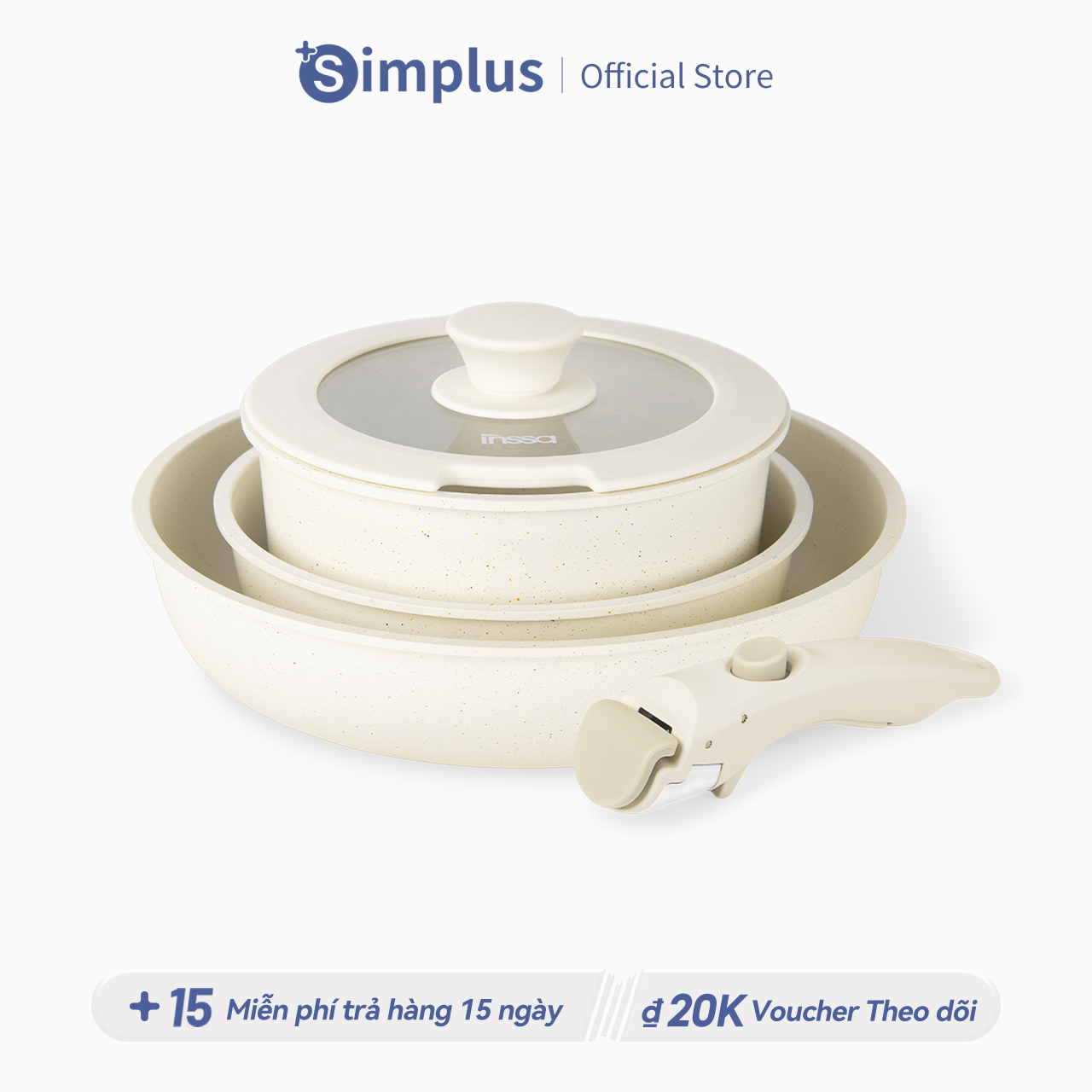 Simplus Tay cầm rời nồi gia đình bộ nồi chảo chống dính full set chảo rán nồi canh chảo lồng nồi cho bé GUOJ029