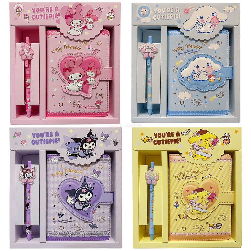 Sanrio Notebook Gel Pen Hellokitty Cinnamoroll Notepad Daily Weekly Agenda Planner Stationery Set Office School Supplie