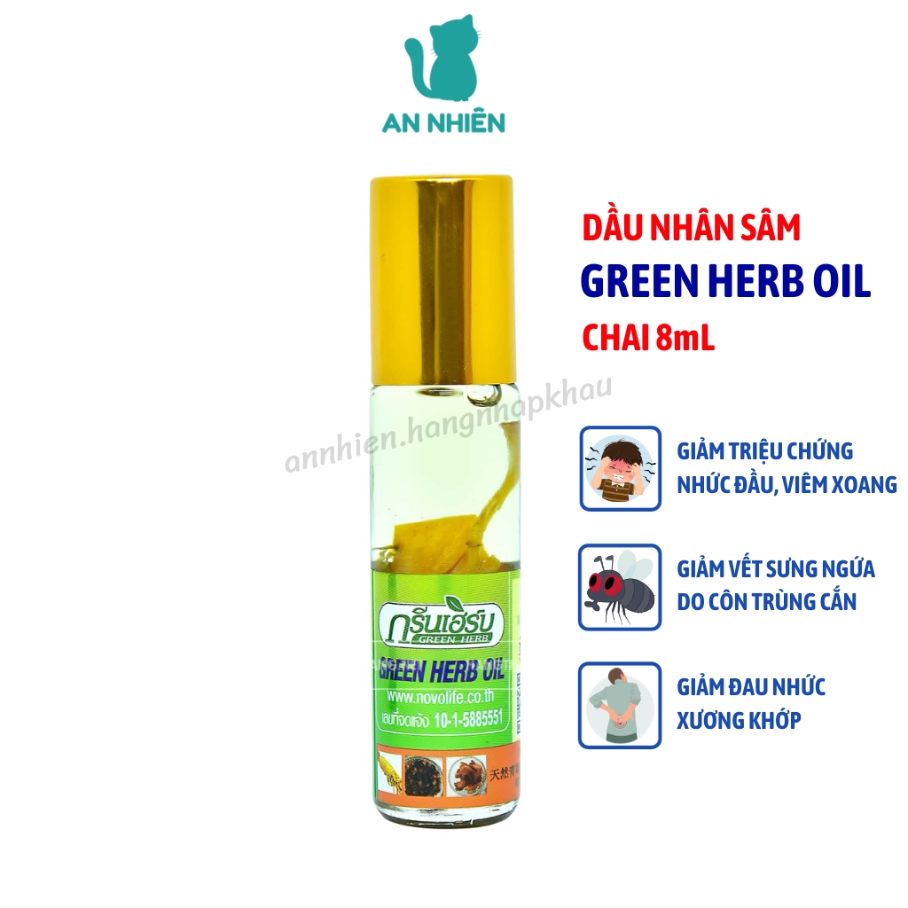 Dầu nhân sâm Ginseng Green Herb Oil 8ml Thái Lan