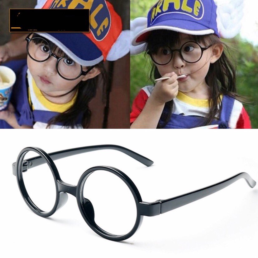 Gọng Kính cận, Kính giả cận Mắt tròn xoe ngố Nobita cho bé (ĐEN)