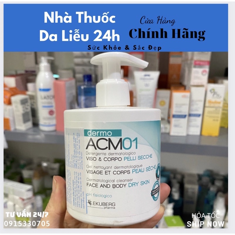Dermo acm01 300ml ý - sữa rửa mặt và tắm dành cho làn da mỏng manh, nhạy cảm