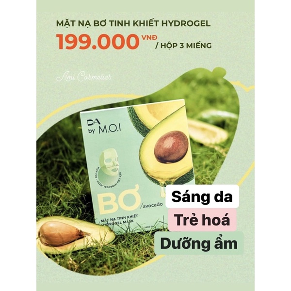 Mặt nạ bơ tinh khiết hydrogel hàng chính hãng moi cosmetics hồ ngọc hà
