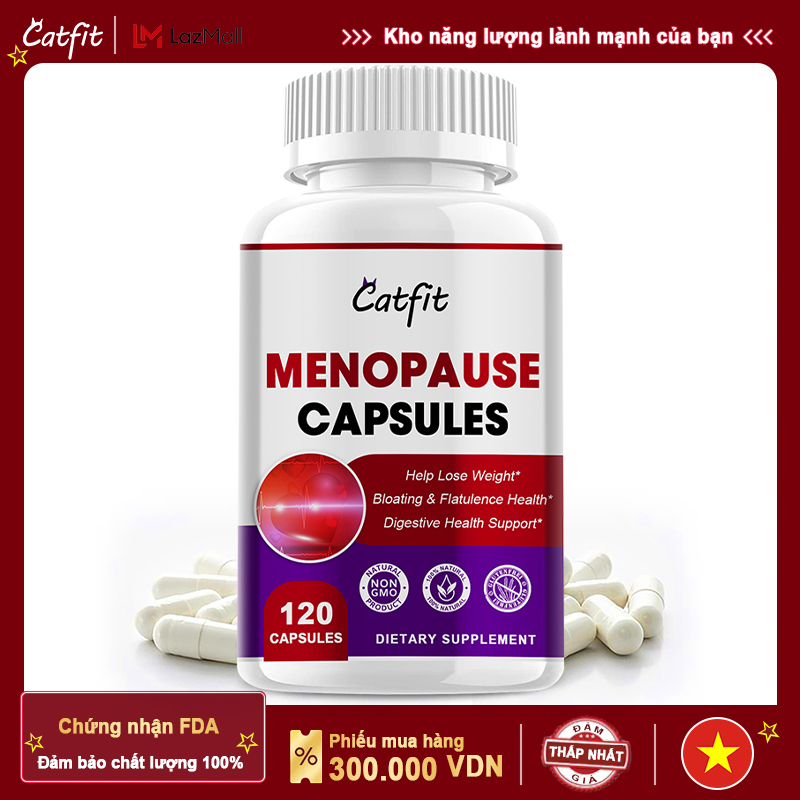 Catfit Menopause Relief Capsule Bổ sung cân bằng nội tiết tố, phù hợp với tâm trạng đổ mồ hôi ban đêm, giúp ổn định giấc ngủ và tâm trạng