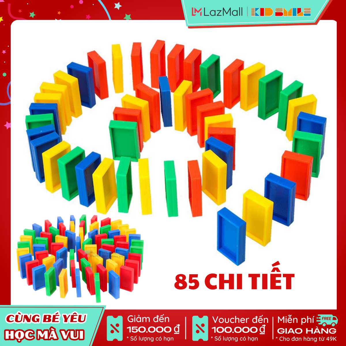 Đồ chơi xếp hình domino 85 chi tiết, đồ chơi thông minh cho trẻ từ 3 tuổi trở lên