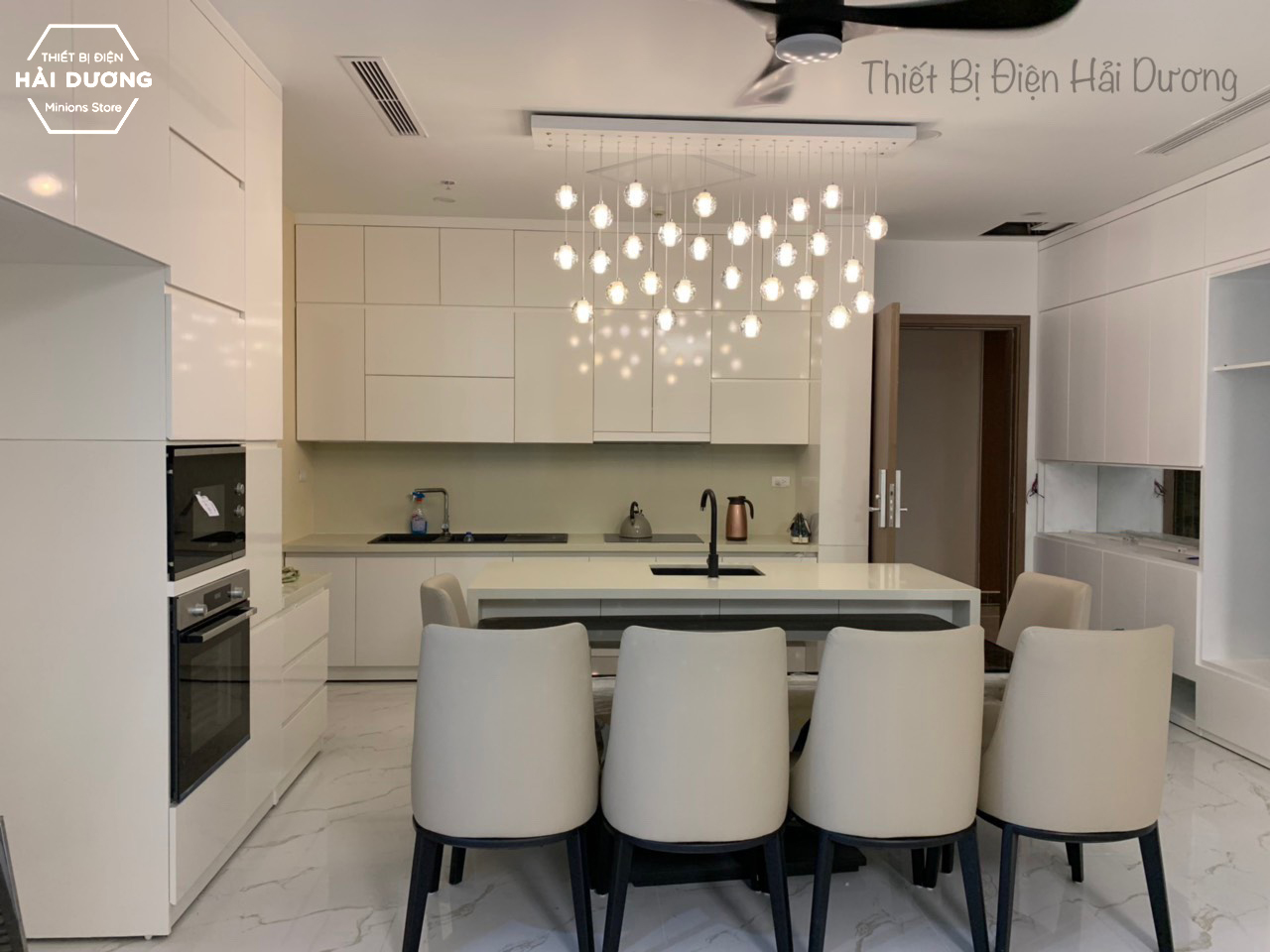 Bộ 6 Đèn thả thông tầng pha lê giọt nước thủy tinh - Tặng Kèm Đế Chung Tròn - Tặng kèm bóng LED - Energy Green Lighting - Có Video