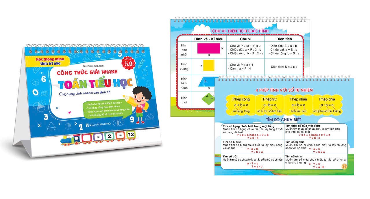 Bộ lịch đế chữ A tổng hợp kiến thức TOÁN tiểu học