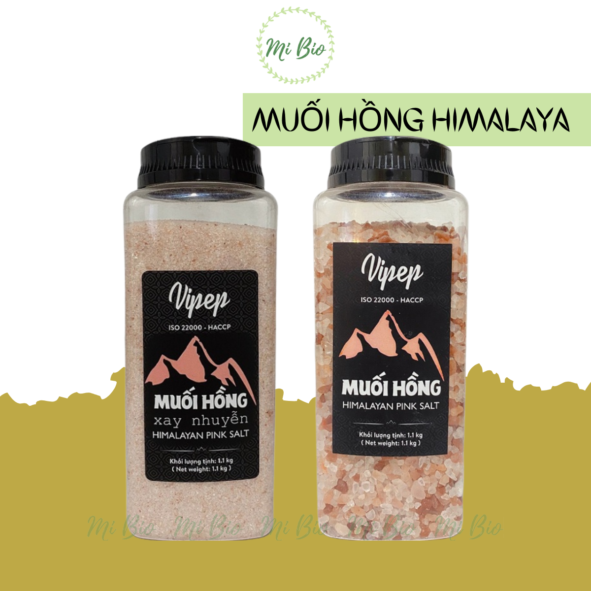 Muối hồng Himalayan dạng mịn và hạt 1100gr - Vipep