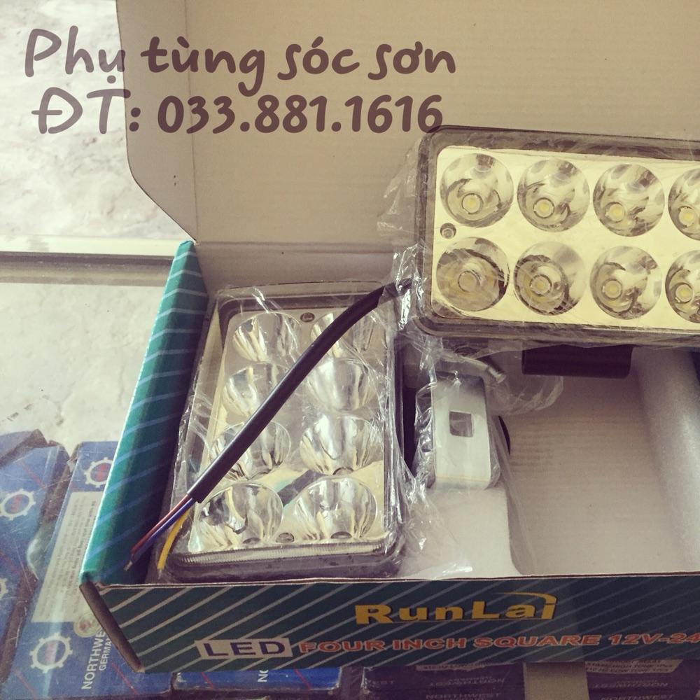 02 chiếc đèn led trợ sáng Runlai 8 mắt ánh sáng trắng 12v-24v-24w