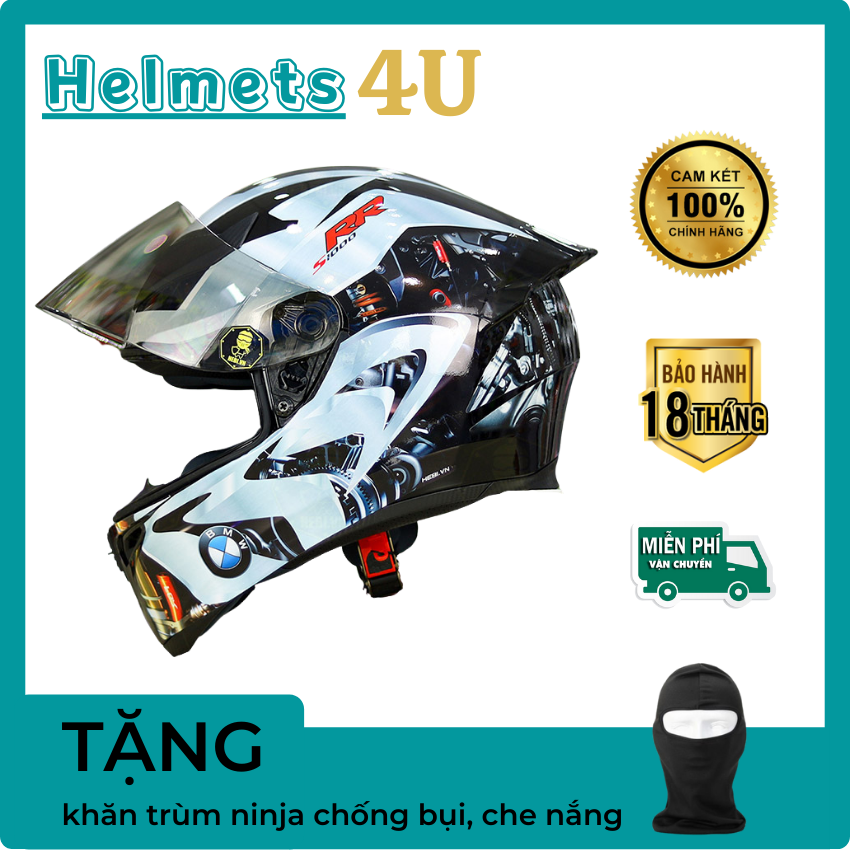Mũ bảo hiểm fullface royal m138b giá tốt tem bmw bạc - helmets 4u