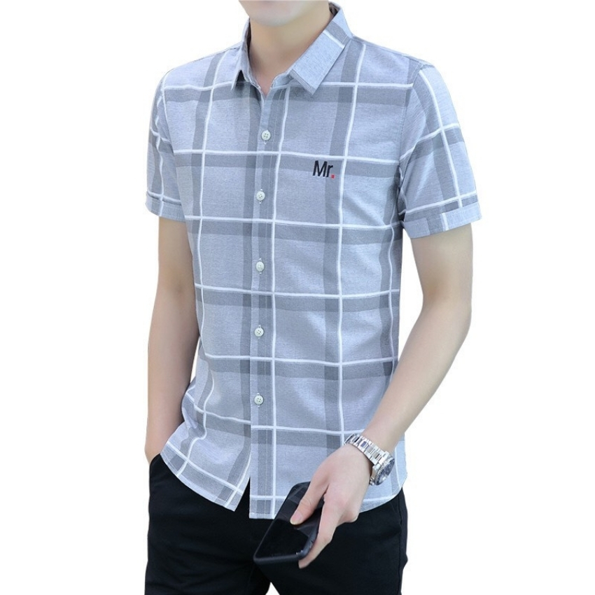 [HCM]Áo sơ mi nam ngắn tay caro phối chữ Mr Mã A958 Thời trang OKINAWA Mẫu áo caro dễ phối đồ thông dụng không lo lỗi thời lên form chuẩn
