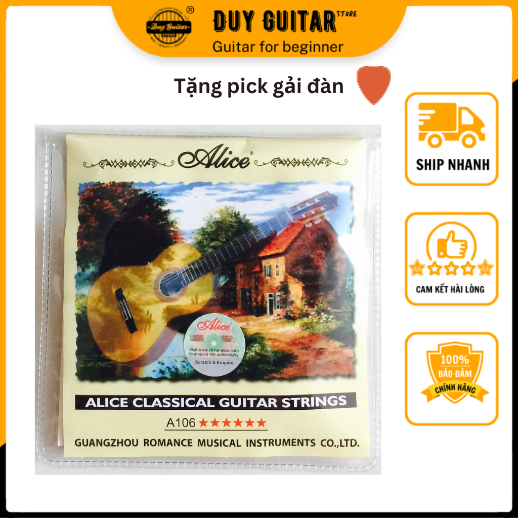 Bộ 6 dây đàn guitar classic Alice A106 dây nilon dành cho đàn ghitar cổ điển Duy Guitar Store