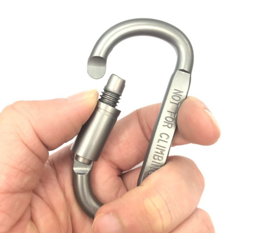 Móc đa năng móc khóa nhôm đi phượt carabiner chữ d khoá xoay 8cm
