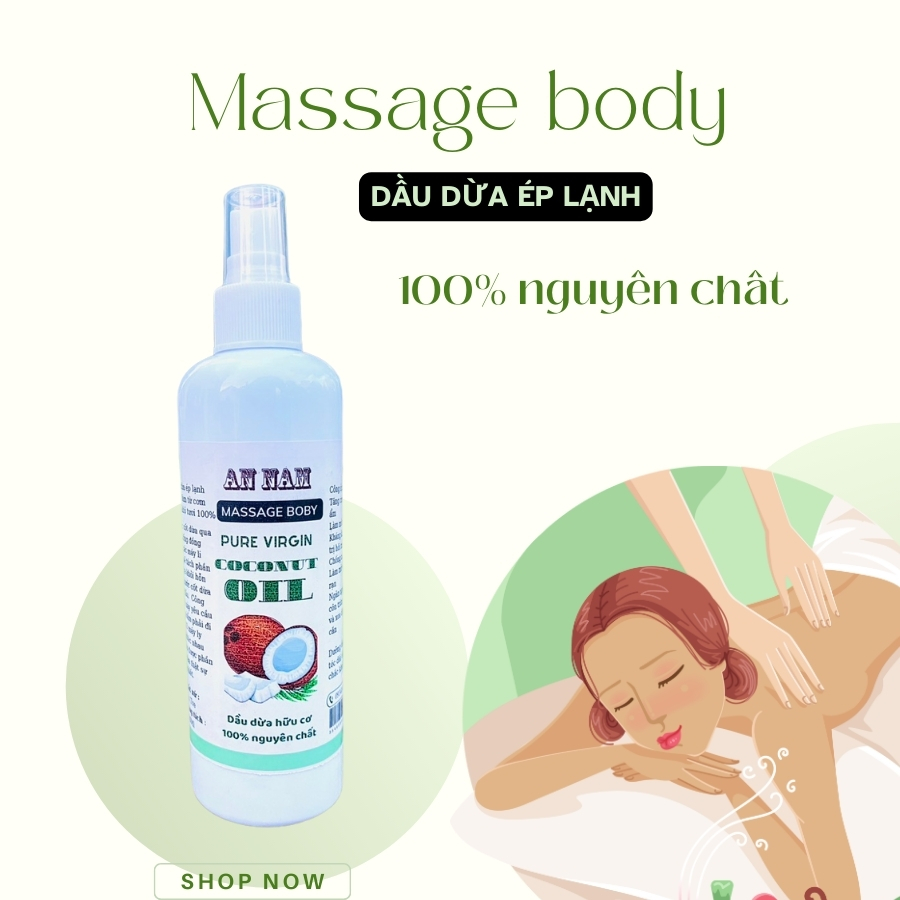 Dầu dừa ép lạnh tinh khiết - massage body - 100ml
