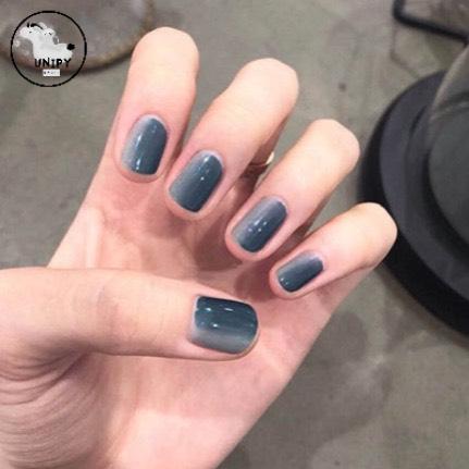 Bộ móng giả xanh đen omber nailbox 24 móng tay úp móng ngắn r035
