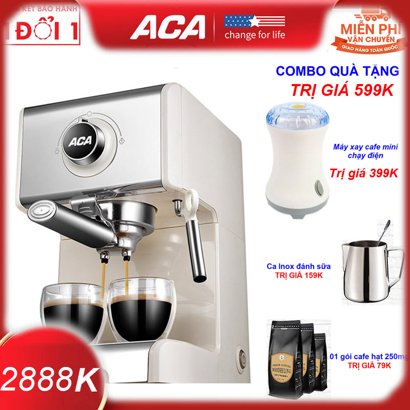 Quà Tặng Trị Giá 599K - Miên Phi Giao Hàng Toàn Quốc - Hướng Dẫn Sử Dụng Máy pha cà phê Espresso ACA AC-ES12A bán tự động 20 Bar dành cho gia đình - Máy pha cà phê Espresso ACA ES12A bán tự động 20 Bar dành cho gia đình
