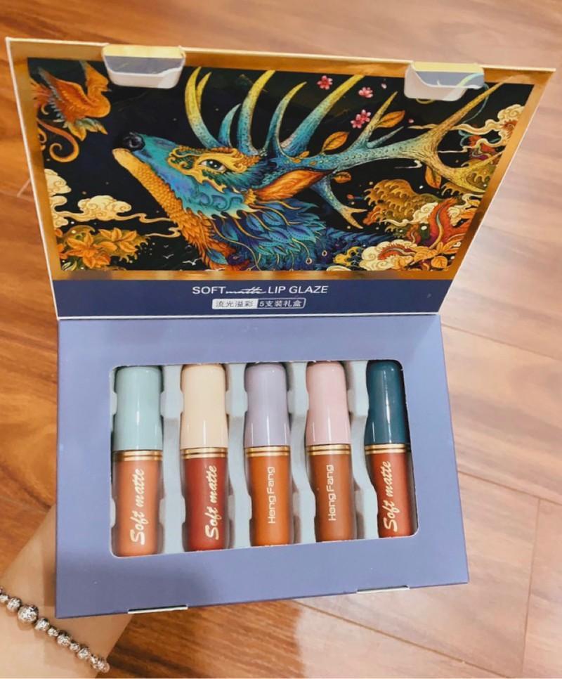 [HCM]Set son kem 5 cây Velvet Colorful Soft Matte Set son kem lì Hengfang 5 tone màu đa dạng Set son kem hàng chuẩn nội địa