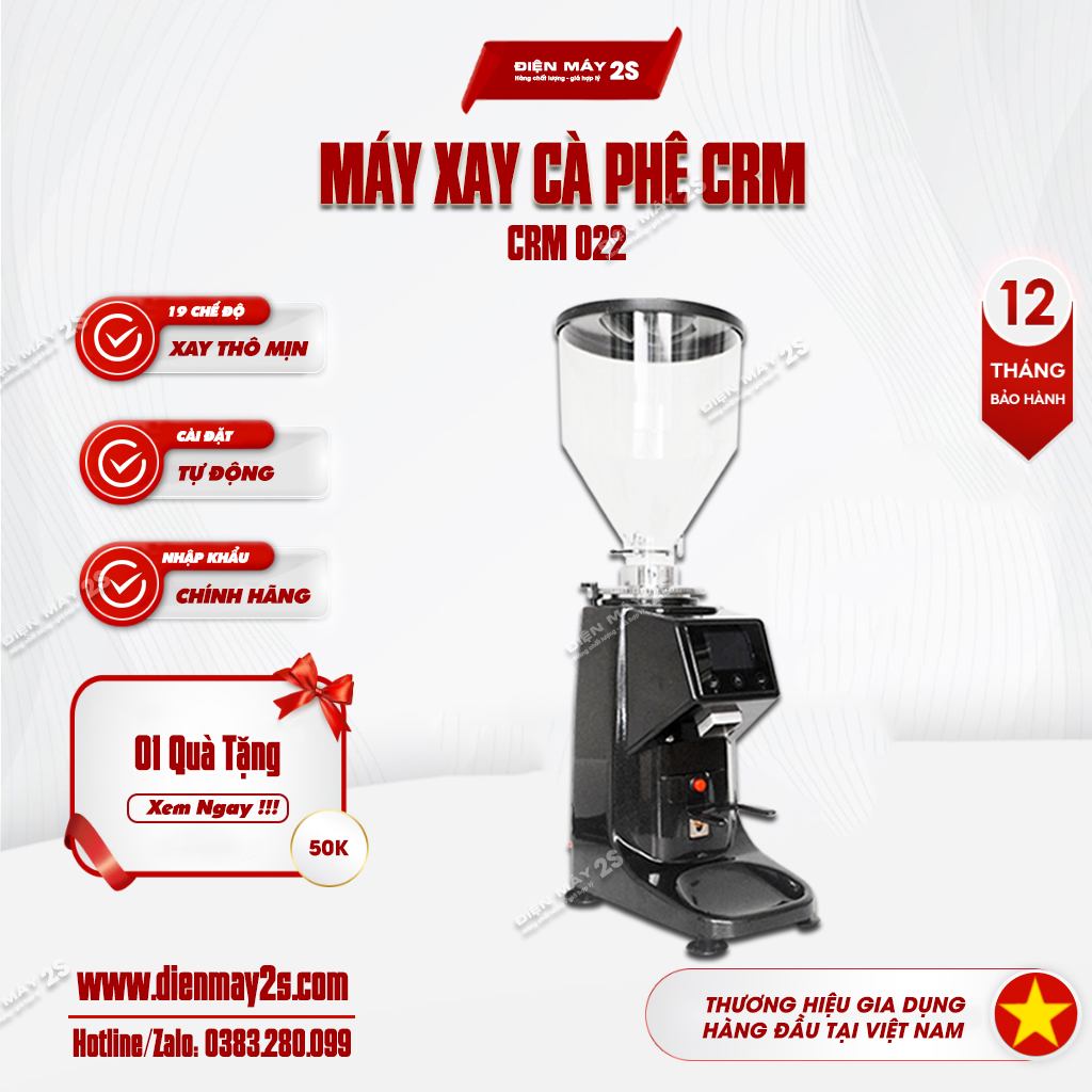 Máy xay cafe, máy xay cà phê tự động 022 - Tự động định lượng - Có màn hình cảm ứng, chạm nhanh nhạy - 19 chế độ điều chỉnh thô/mịn - Giúp định lượng cà phê pha máy tốt hơn, chất lượng giữa các ly như nhau