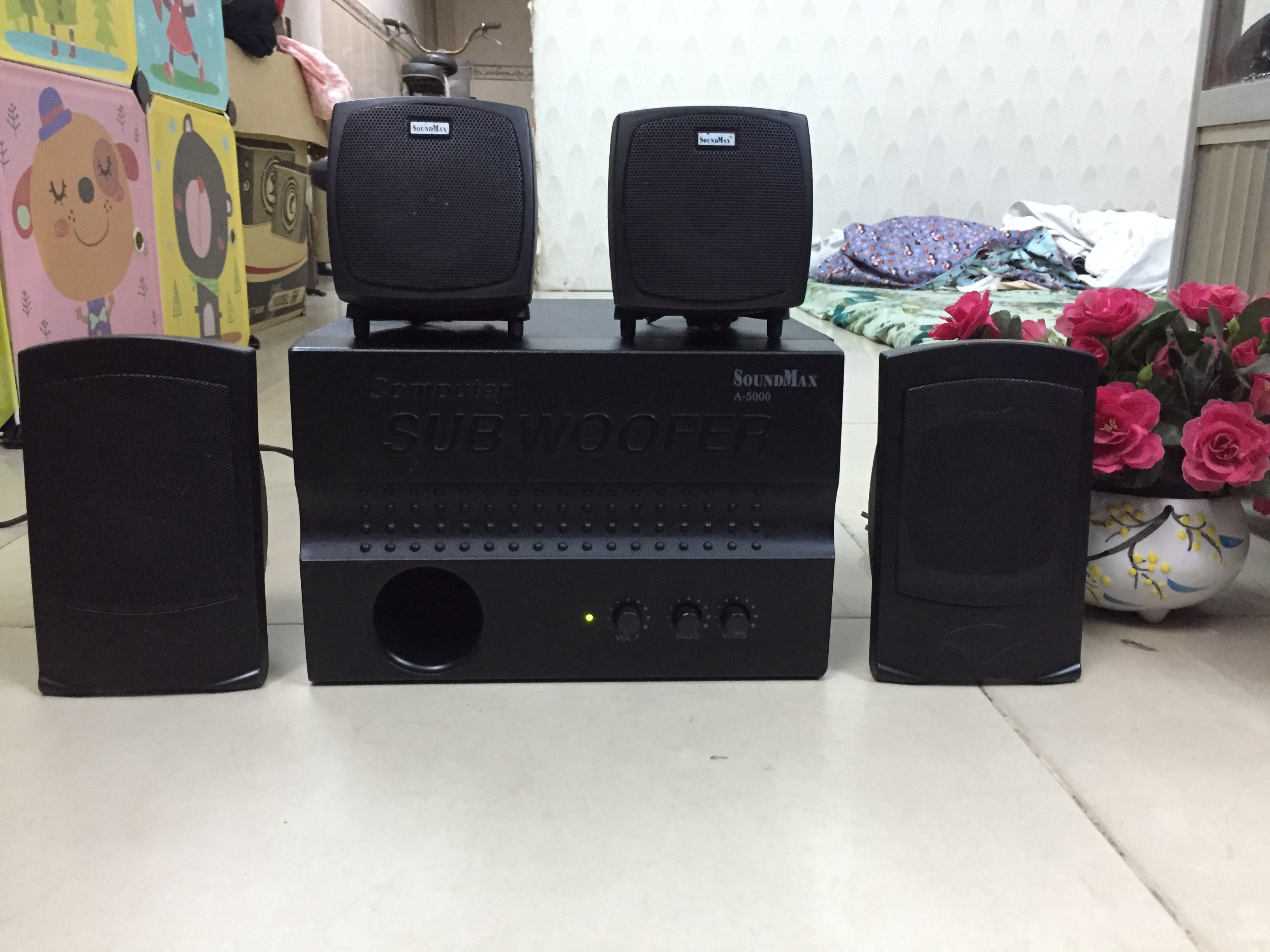 Bộ loa nghe nhạc 4.1 soundmax a5000 đen bass lớn - tặng dây 3.5 !!