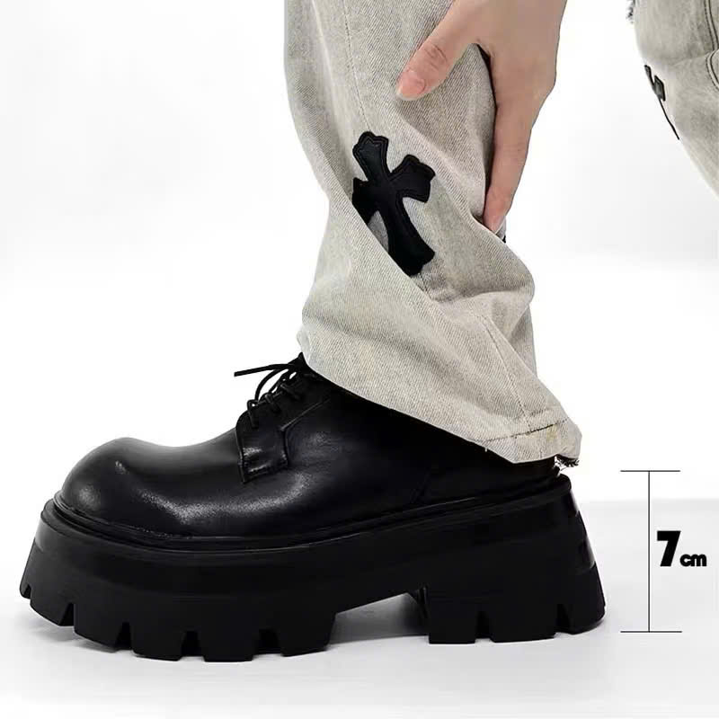  Giày chunky derby đế cao 7cm thời trang INICHI G1318 đế cao phiên bản cao cấp 