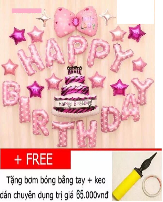 Set bóng trang trí sinh nhật cho bé hình nơ kèm bánh sinh nhật cho bé trai/ gái