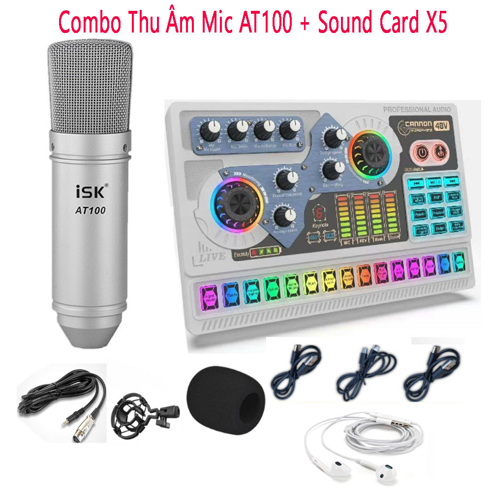 Combo bộ livestream thu âm cao cấp sound card x5 mic thu âm at100 hát live stream karaoke online hỗ trợ auto-tune, bluetooth, lọc tạp âm, khử tiếng ồn, tạp âm, độ nhạy mic tốt