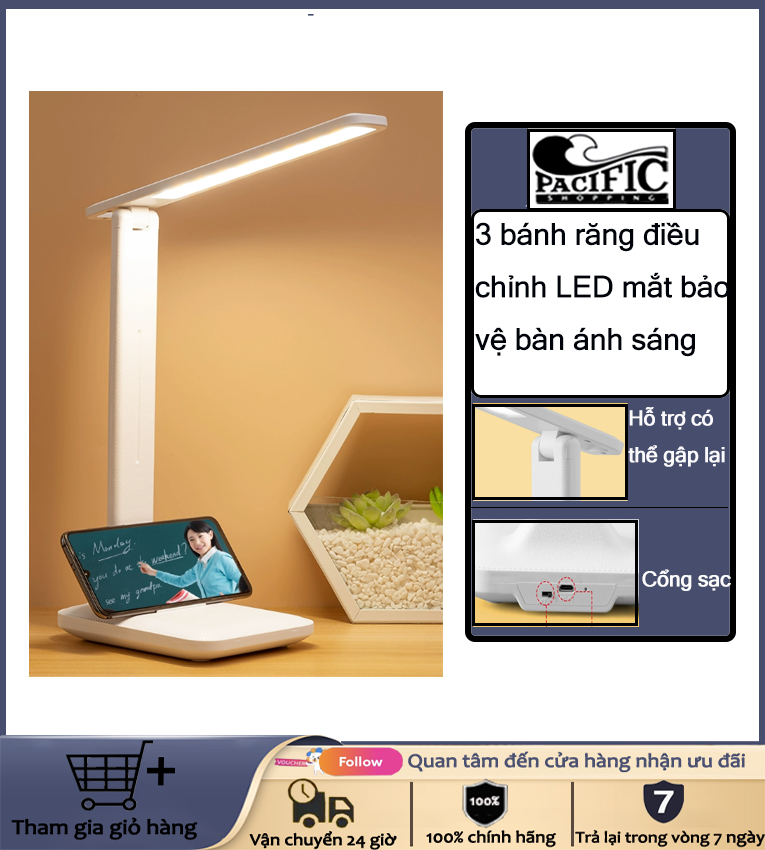 Pacific Smart Folding Learning Bảng ánh sáng Đọc bảo vệ mắt dẫn ánh sáng USB Desktop sạc