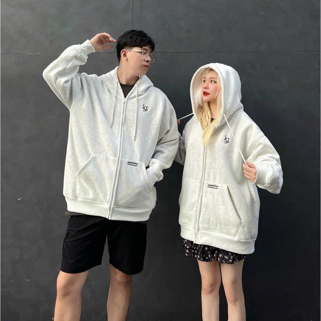 Áo khoác Phản quang Hoodies NQ3OAM Logo thêu Khoá ZIP form rộng unsiex nam nữ mẫu mới hàng đẹp - TP444