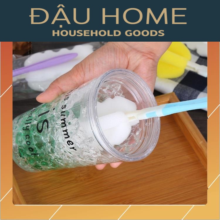 [Combo 2 cây] Cọ Rửa Mút Bọt Biển KHÔNG làm trầy xước bên trong cốc ly chai lọ bình sữa
