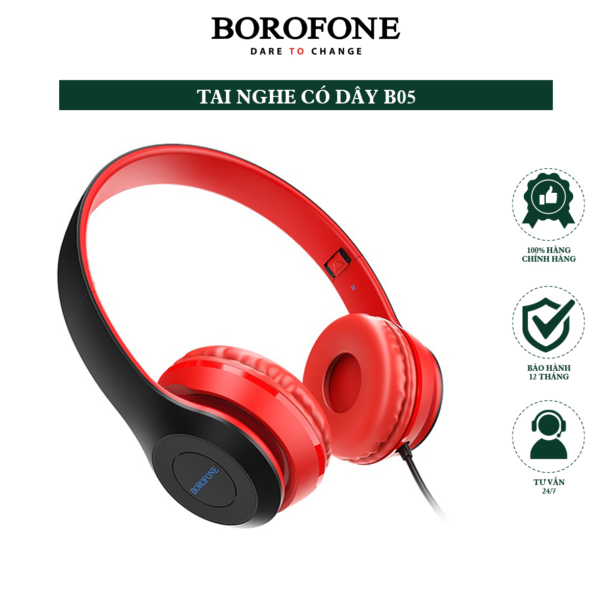 Tai nghe chụp tai có dây BOROFONE BO5 Star Sound dài 1.2m nghe cực thích