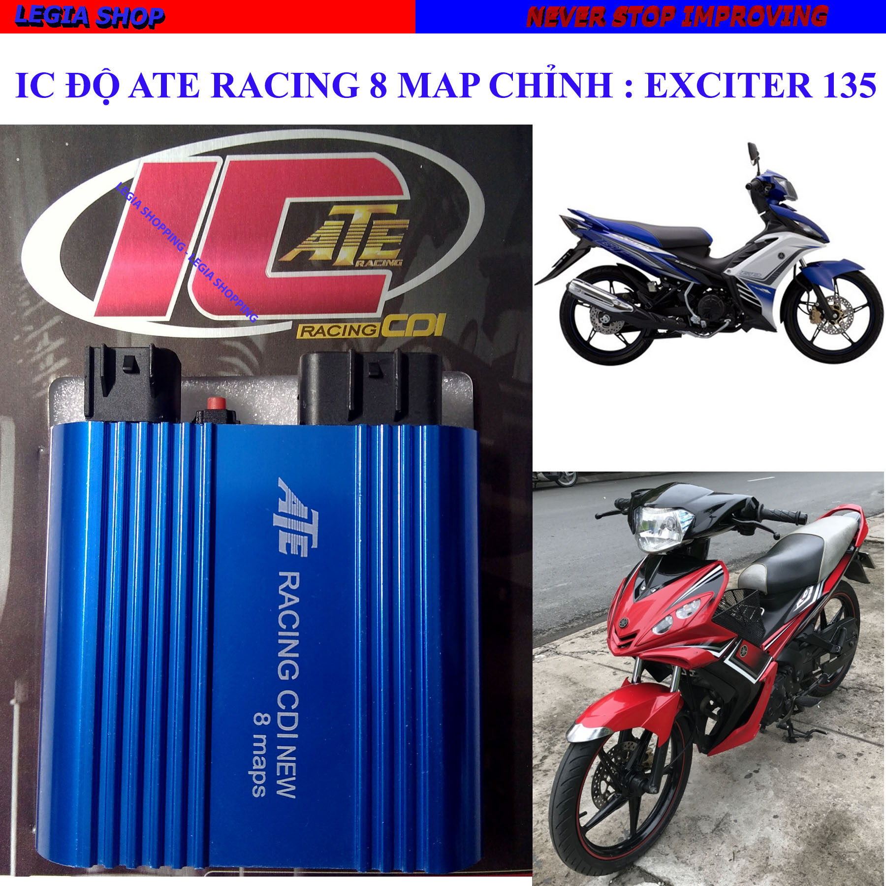 IC ĐỘ - MỞ TUA 8 MAP ATE RACING GẮN YAMAHA EXCITER 135