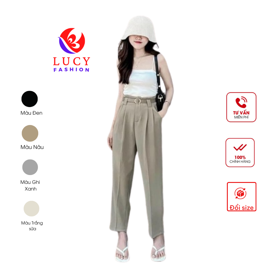 Quần baggy cạp có đai, quần tây nữ cạp cao công sở, đi học đi chơi đều đẹp