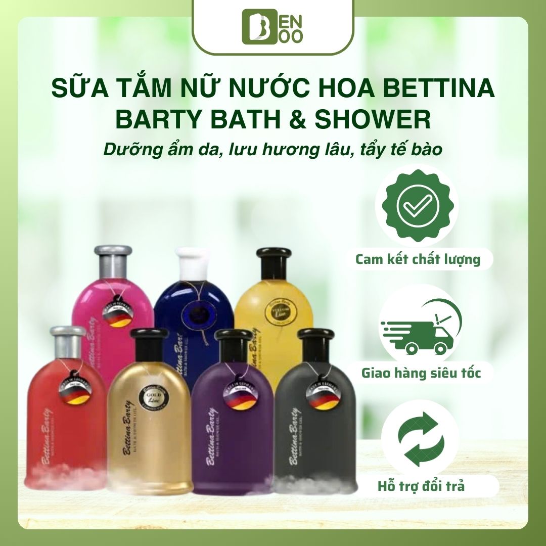 Sữa tắm nữ nước hoa siêu thơm Bettina Barty Bath & Shower gel 500ml nhập khẩu Đức giữ ẩm da lưu hương lâu, tẩy tế bào