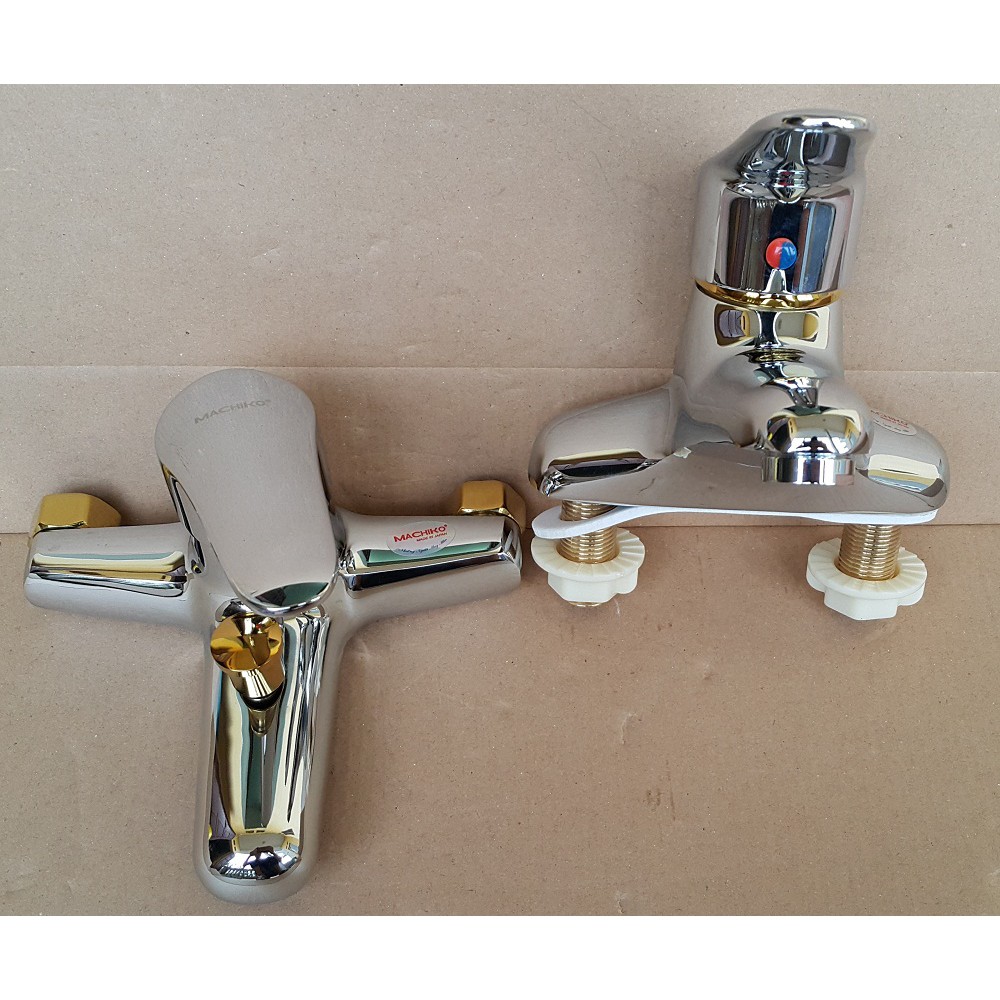 BỘ CỦ SEN, CỦ VÒI CHẬU RỬA MẶT NÓNG LẠNH Machiko japan ốc vàng, Bộ sen vòi SB15, SL15 VN bảo hành 3 năm