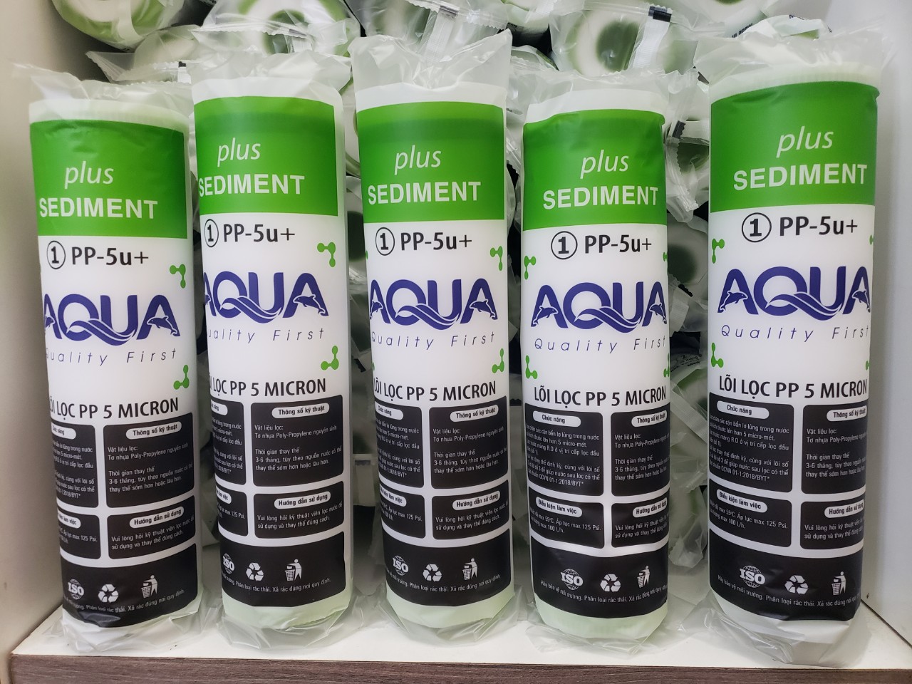Combo 5 Lõi Lọc Nước AQUA Số 1 PP 5 Micron - Loại 10 Inch