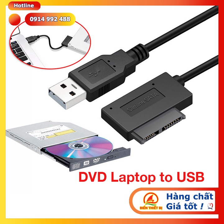 Cáp kết nối usb 2.0 sang dvd/cd laptop slimline sata ii 13pin chuyển đổi usb sang sata ổ đĩa quang laptop