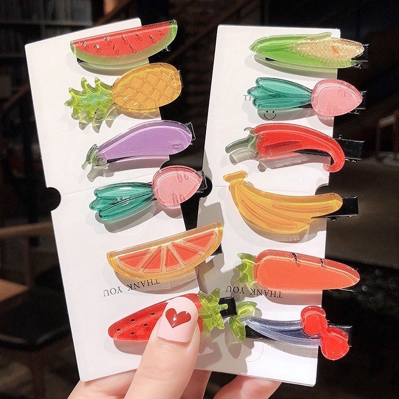 🍓Ảnh Thật+Được Chọn Mẫu🍓 Kẹp Tóc Trái Cây Nhũ Kim Tuyến Tươi Mát 🍉