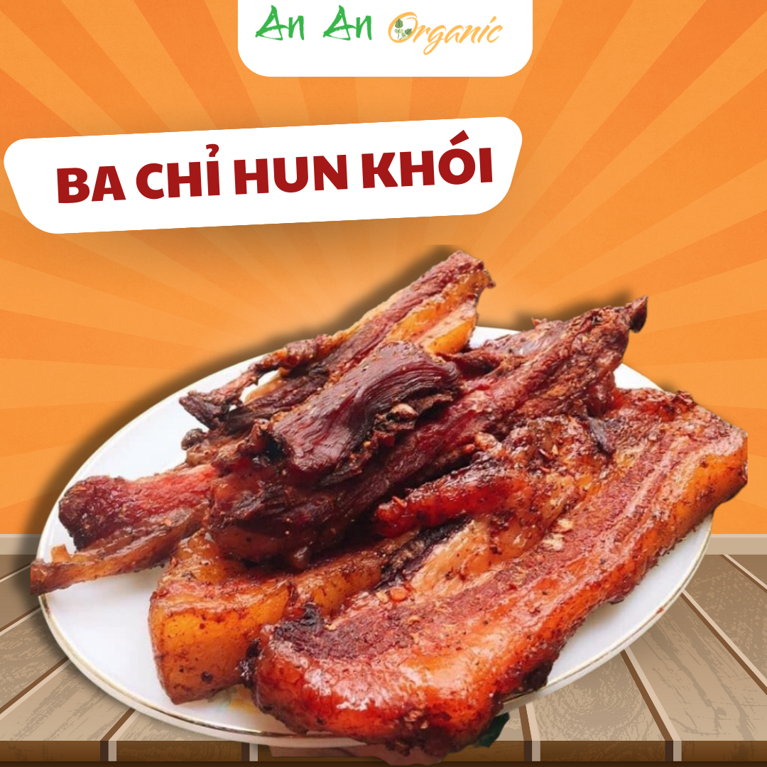 Thịt Ba Chỉ Hun Khói, Thịt Xông Khói Thơm Ngon, an toàn, dễ chế biến, ăn kèm chẩm chéo Đặc Sản Tây Bắc