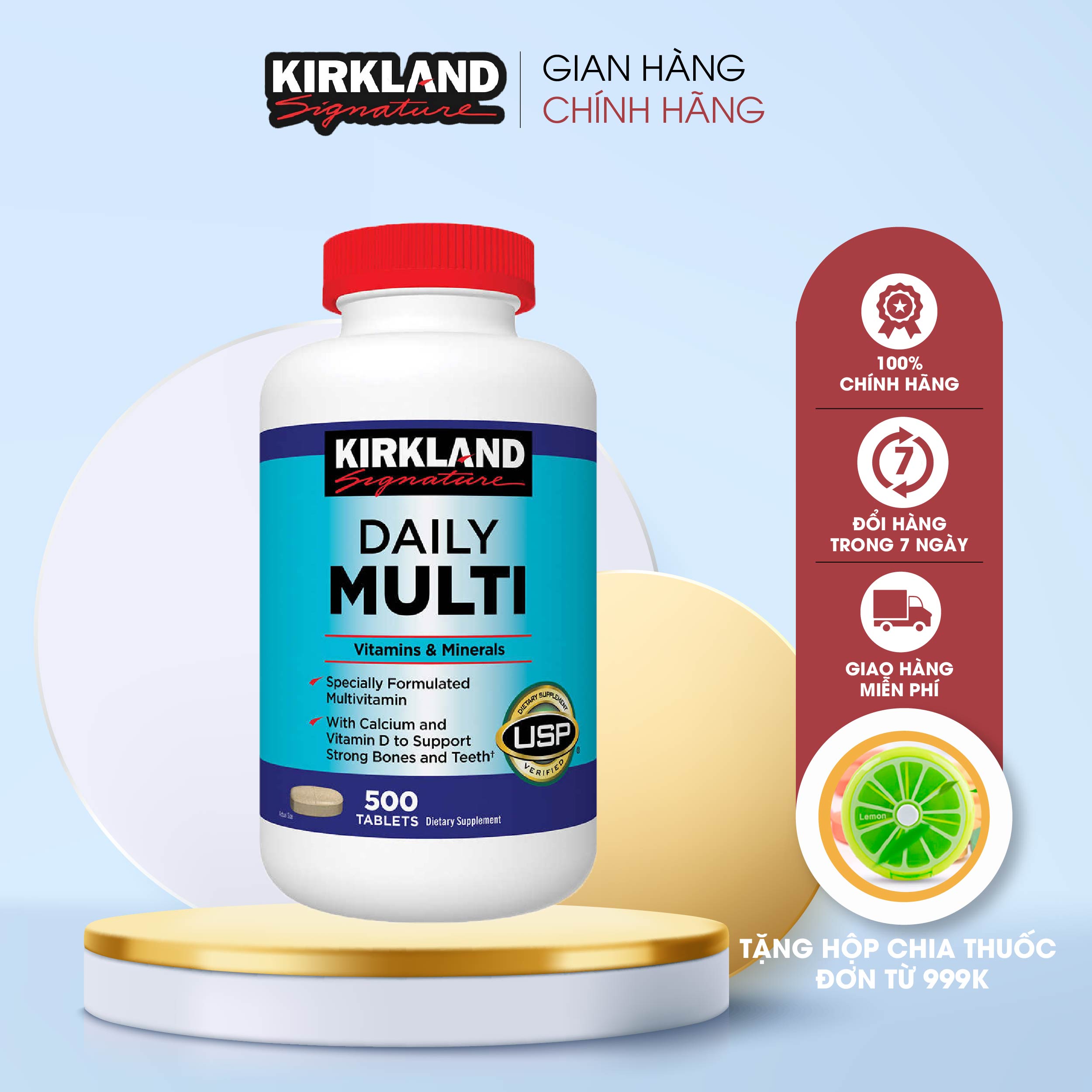 Viên uống bổ sung Vitamin Tổng Hợp Daily Multi Kirkland 500 viên