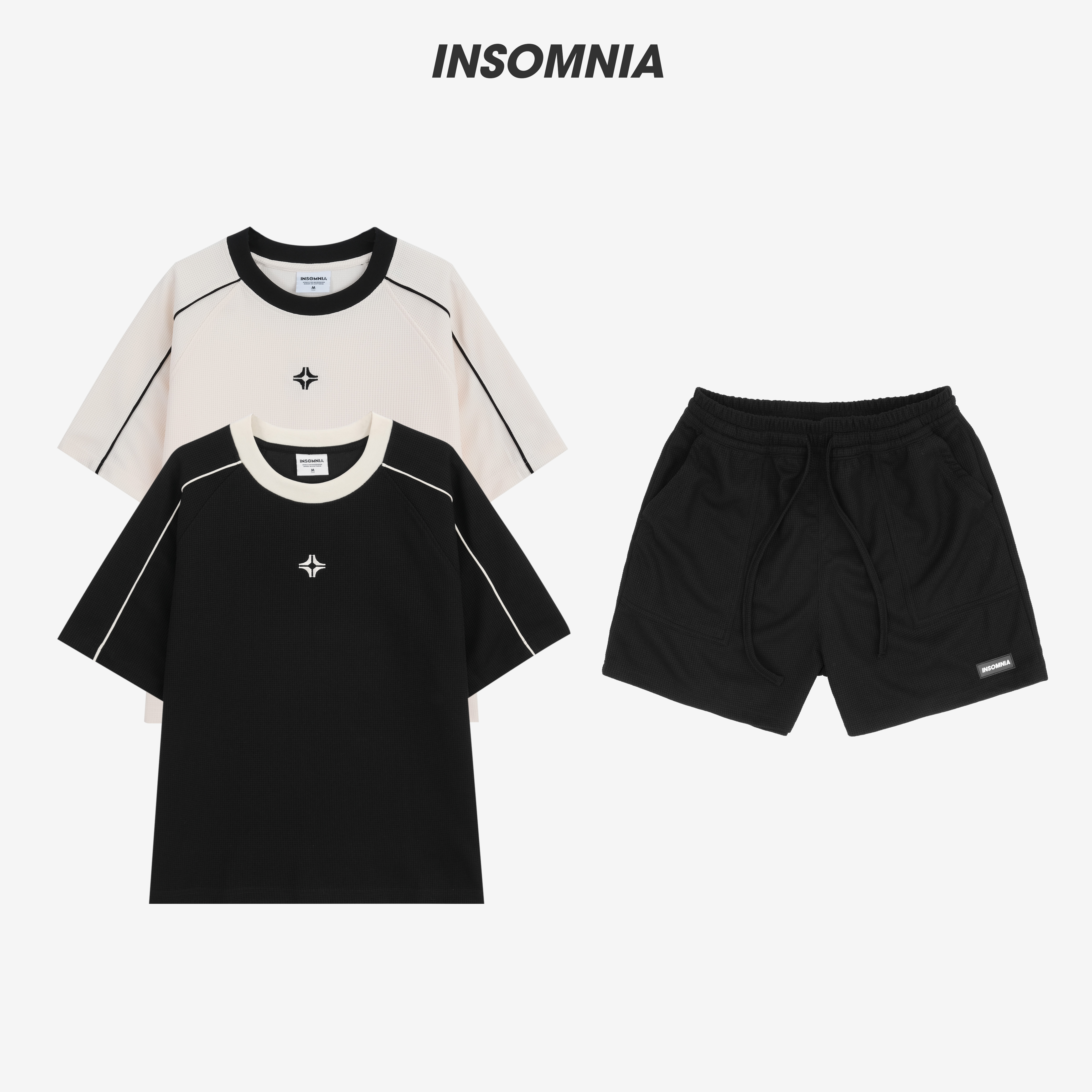 Combo Set Bộ INSOMNIA Unisex Áo Thun Waffle + Quần Short Waffle CB003