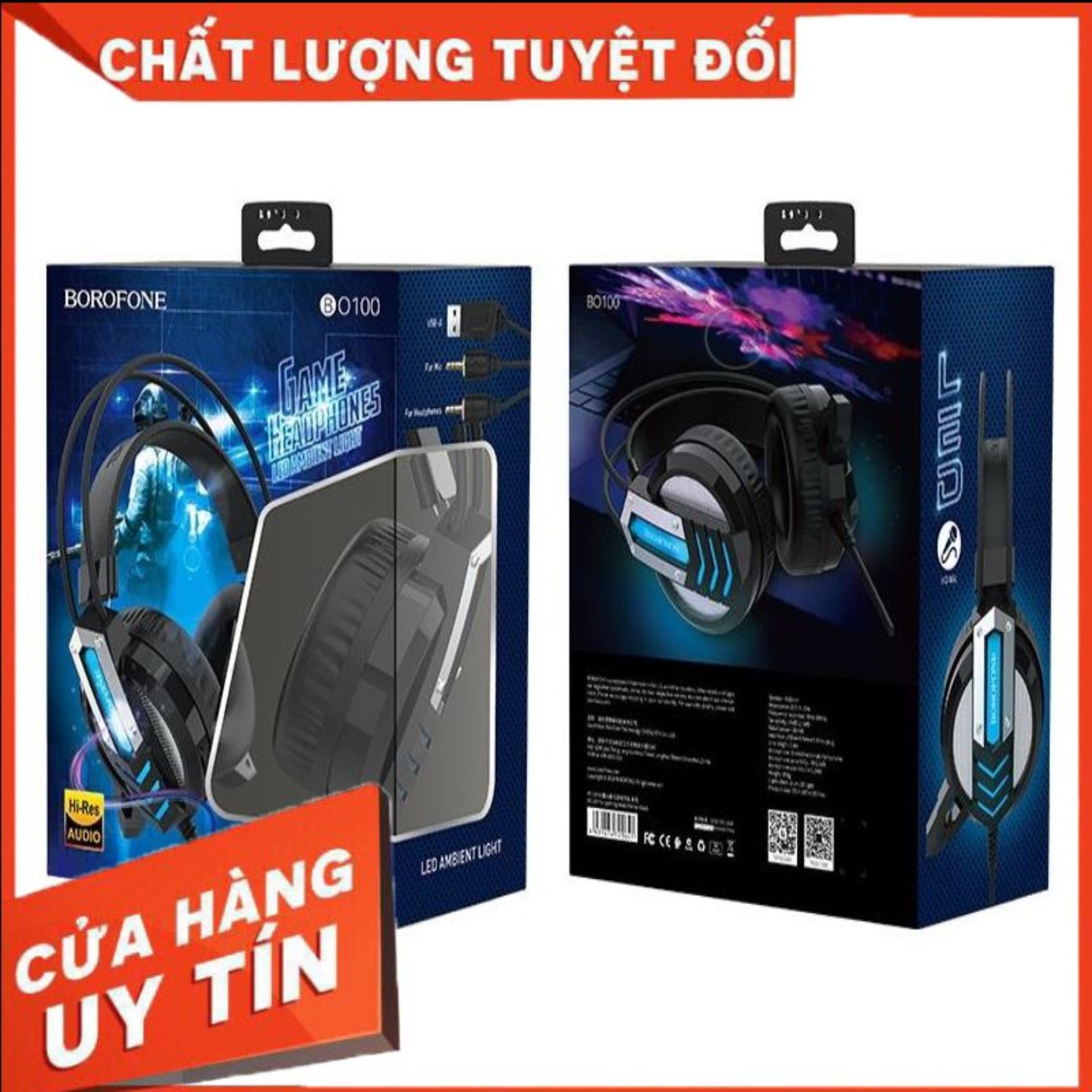 Tai nghe trùm tai có dây BO100 Borofone chơi game có dây qua tai Tai nghe khử tiếng ồn Tai nghe Hifi có Mic cho máy tính