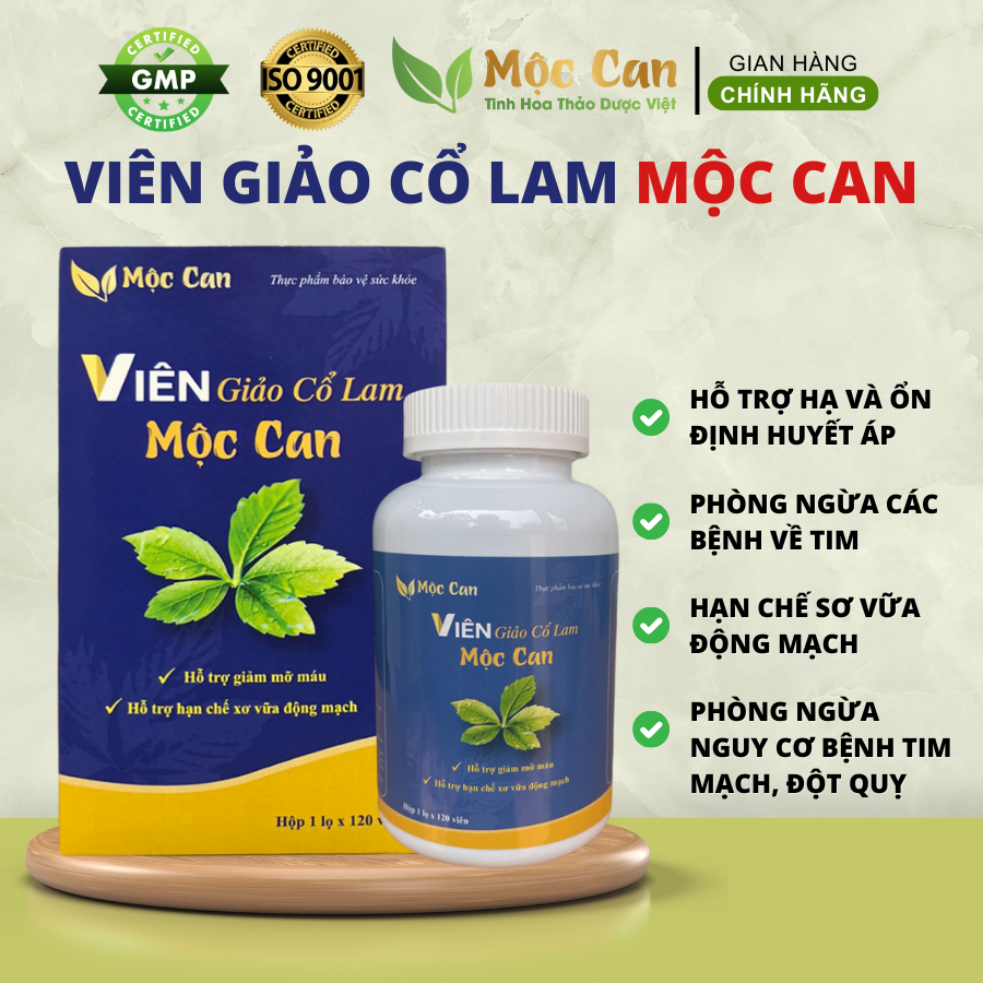 Viên Giảo Cổ Lam Mộc Can, Viên Uống Ổn Định Huyết Áp, Giảm Mỡ Máu, Ngăn Ngừa Xơ Vữa Động Mạch, Giảm Nguy Cơ Đột Quỵ