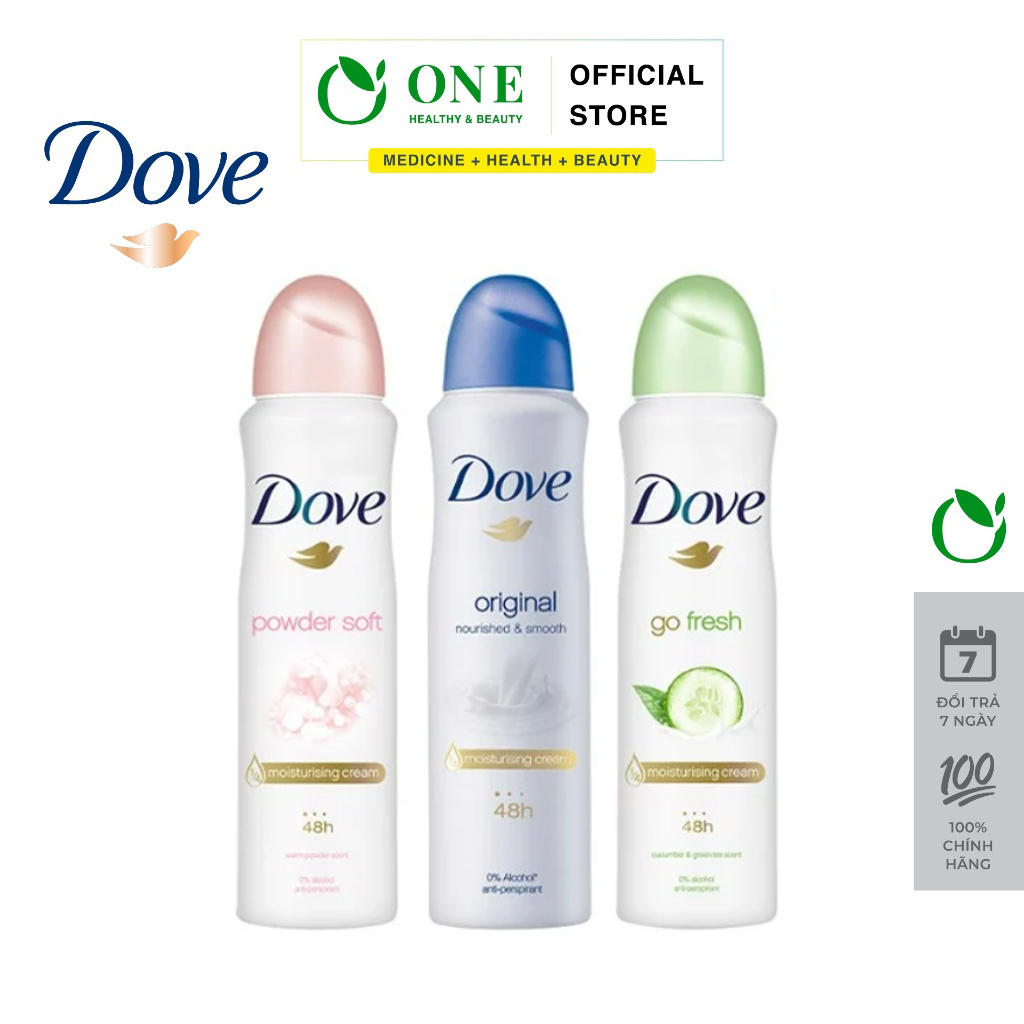 Xịt khử mùi dove dưỡng da sáng mịn hương dịu nhẹ 150ml