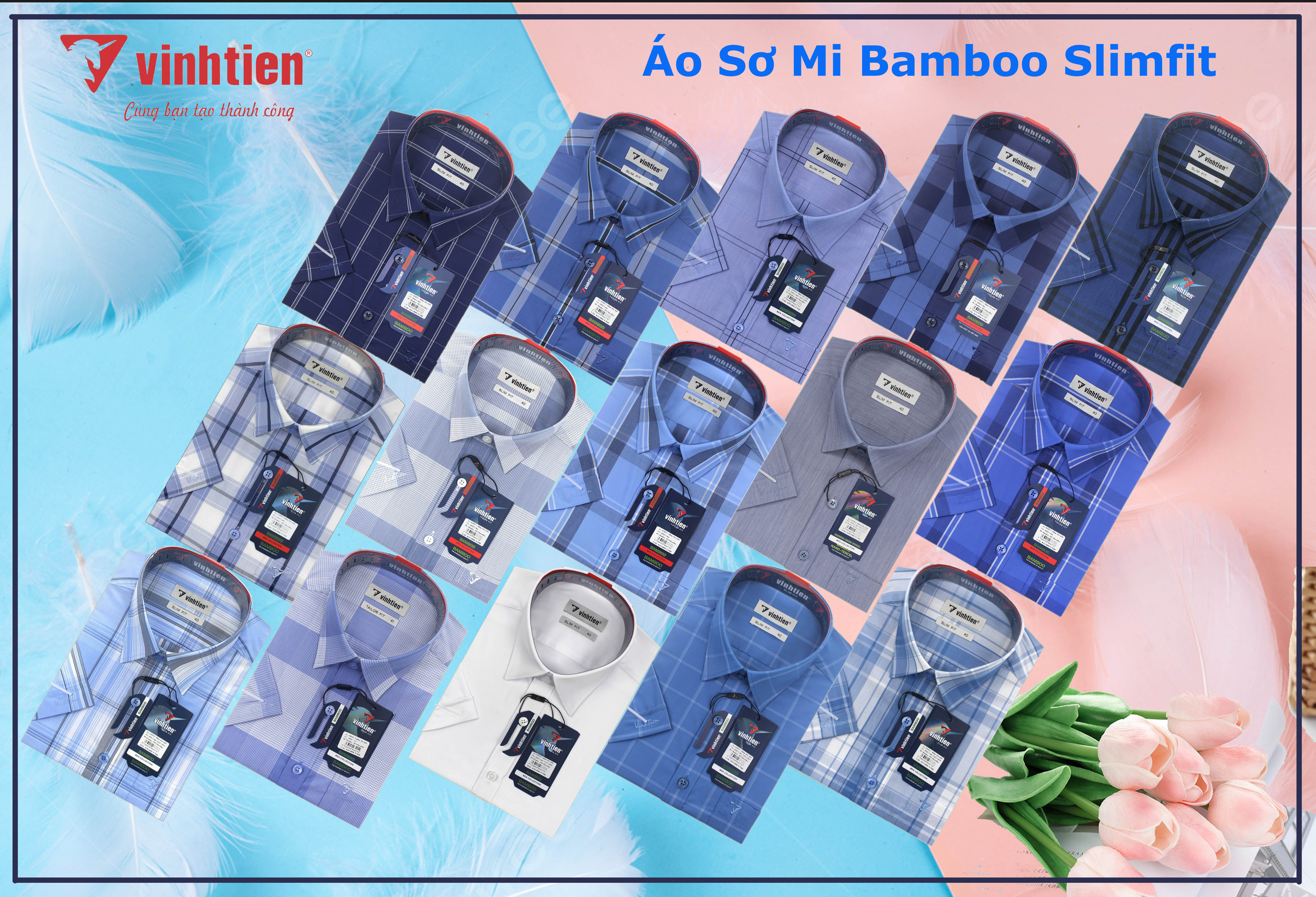 Áo Sơ Mi Bamboo Ngắn Tay Slimfit Vĩnh Tiến TAC430