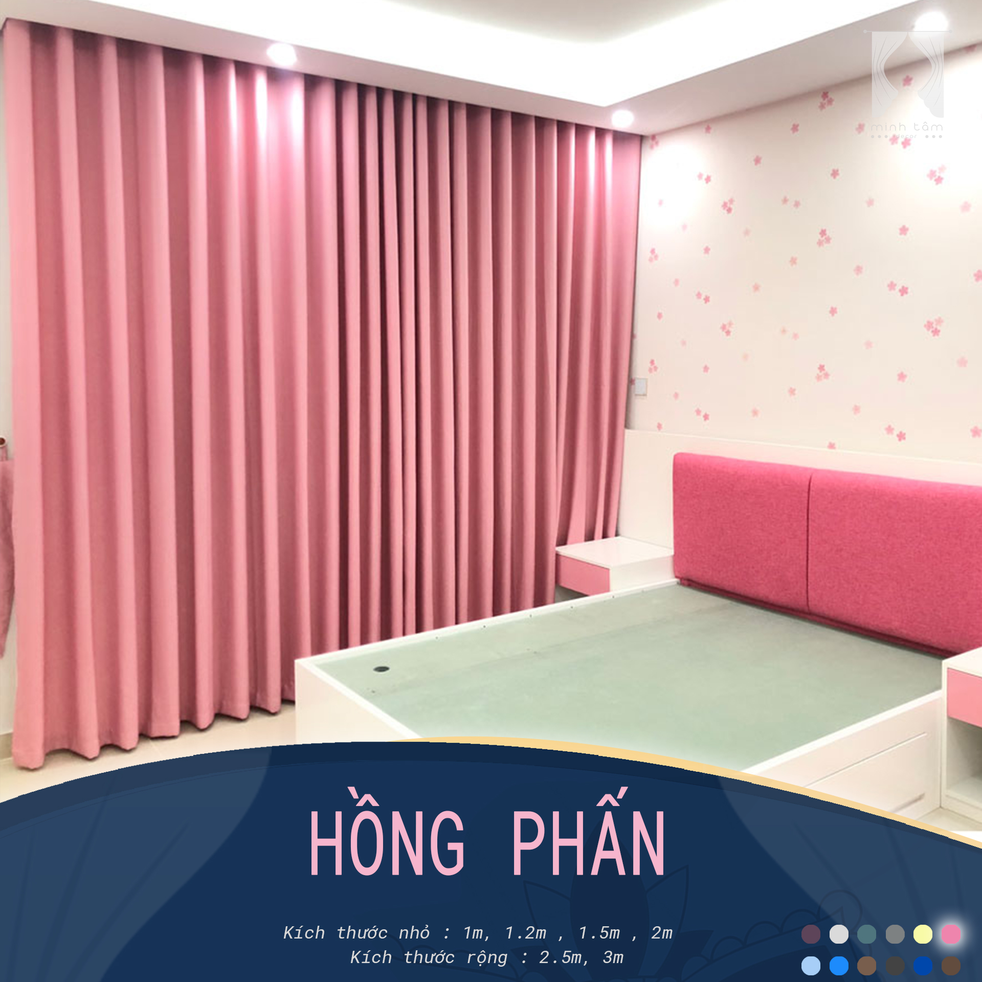 Rèm cửa sổ Minh Tâm cản nắng  - màu hồng phấn