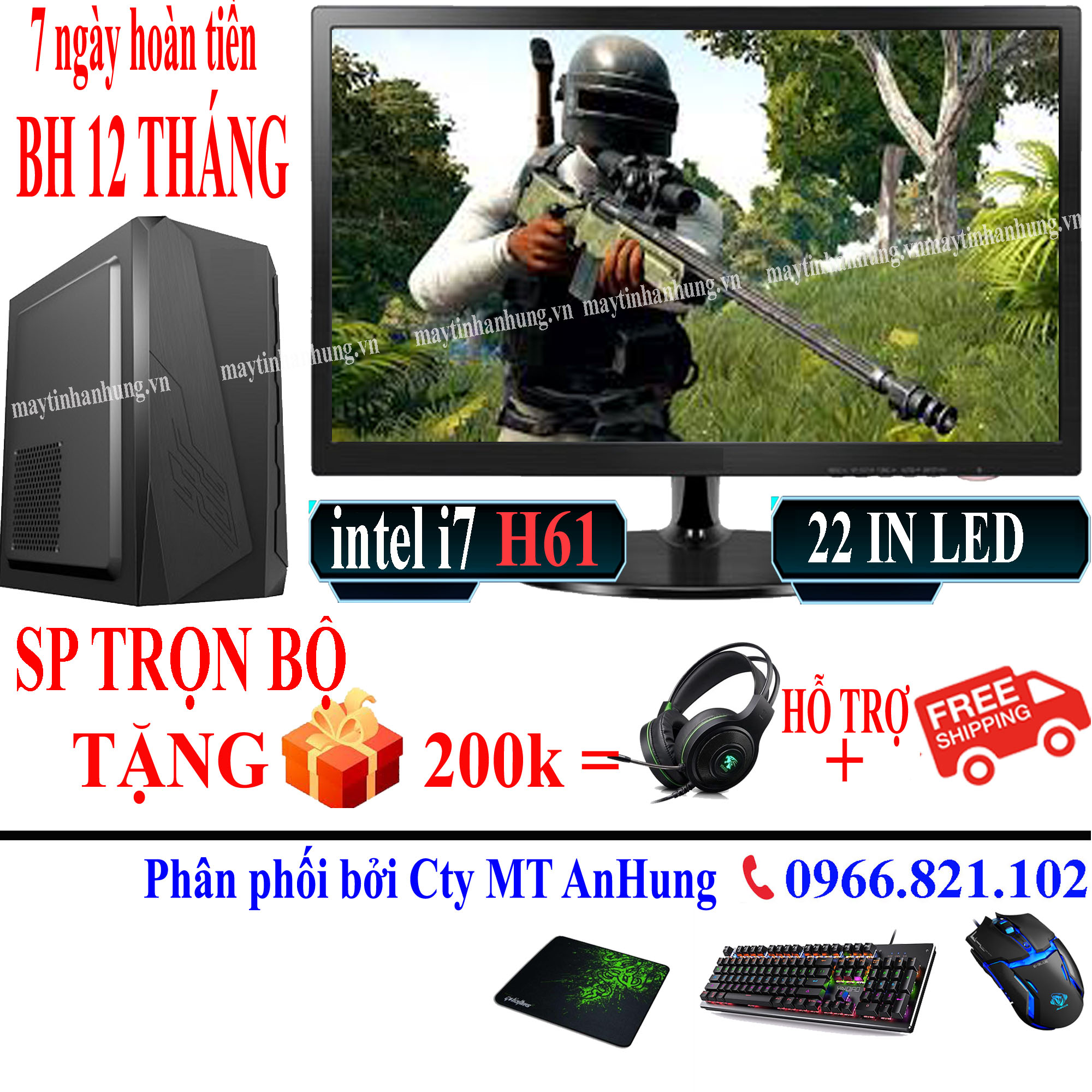 Bộ máy tính intel i7 hiệu năng cao sản phẩm trọn bộ chuyên game cf, lol, fifa, pubg, gata 5, Genshin Impact ...game giả lập bh 12 tháng