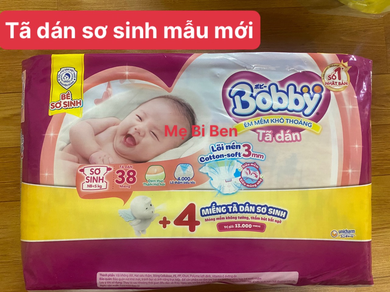 Tặng 4 Miếng Tã Bỉm Dán Bobby Siêu Thấm Size XS38 Miếng - dành cho bé dưới