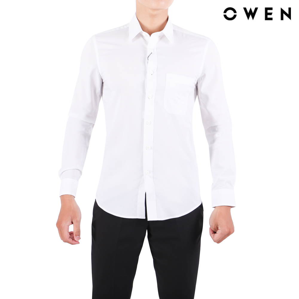 OWEN - Áo sơ mi dài tay Regular Fit AR22325D1 màu Trắng chất liệu Cafe T-Cool