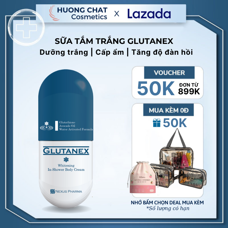 Sữa Tắm Dưỡng Trắng Body Glutanex Whitening In Shower Body Cream 300ml - Kem tắm kích trắng cấp tốc, chống nhăn da body