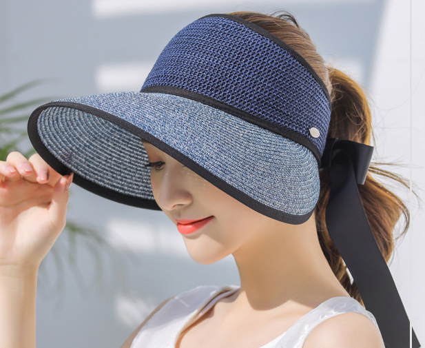 Mũ rộng vành chống nắng gắn nơ phong cách Hàn, nón chống nắng nửa đầu thời trang, nón chống nắng, nón du lịch, mũ nón nữ đẹp
